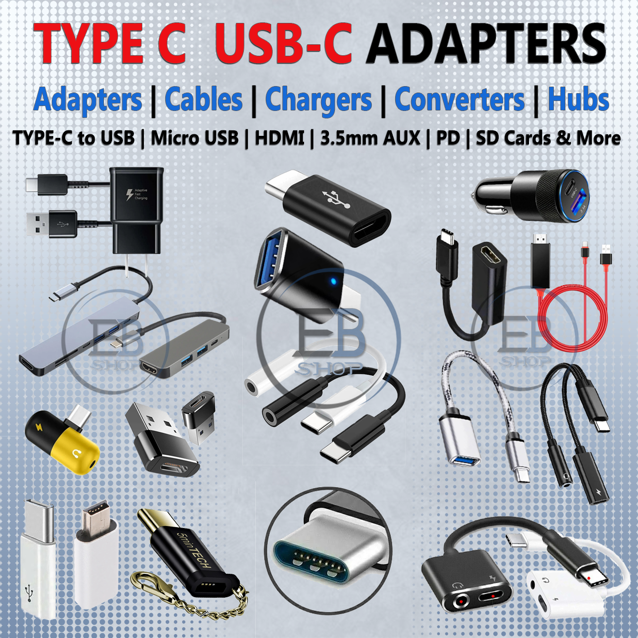 TYPE C USBC Adapters to USB/Micro USB/DP/HDMI/AUX/Cable/Charger/Hub PC lot Phone-image