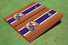 University Of Washington Helmet Purple Rosewood Matching Long Stripe Cornhole Bo