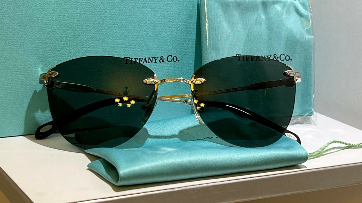 Tiffany & Co TF3042-H Cat Eye No Rim Black Sunglasses 55MM $450