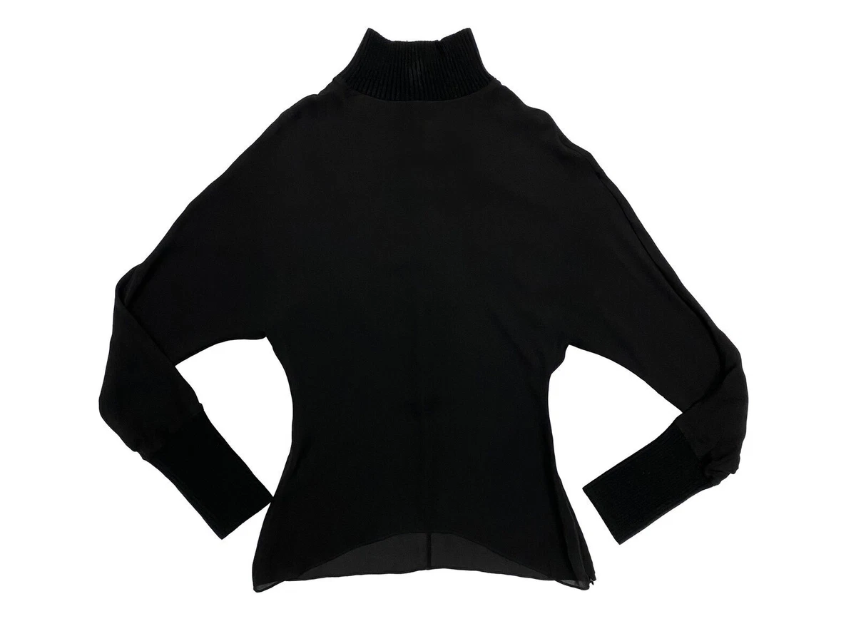 Hanley Mellon Women s Chiffon Turtleneck with Ribbed Trim eBay