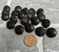 Lot of 20  Brown Plastic Faux Leather Dome  Buttons 15mm 5/8" Inch