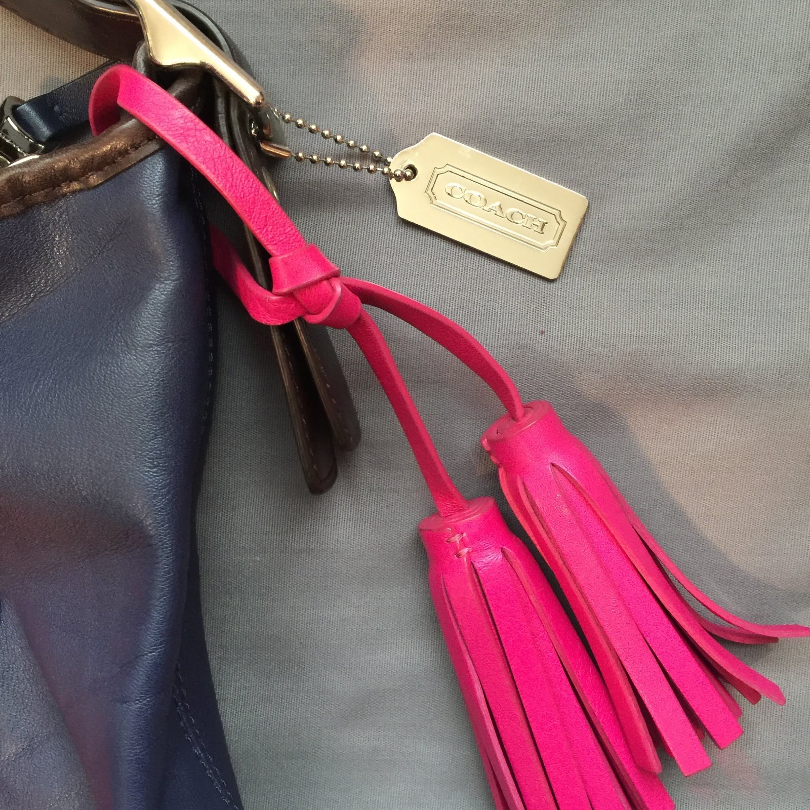 Coach Legacy Colorblock Leather Shoulder Tote Bag Blue Fuschia Black EUC image 5