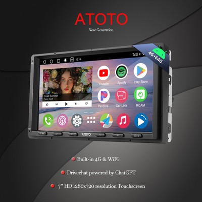 ATOTO 7'' 4G+64G Double 2 DIN Car Stereo Wireless Apple Carplay Android Auto GPS