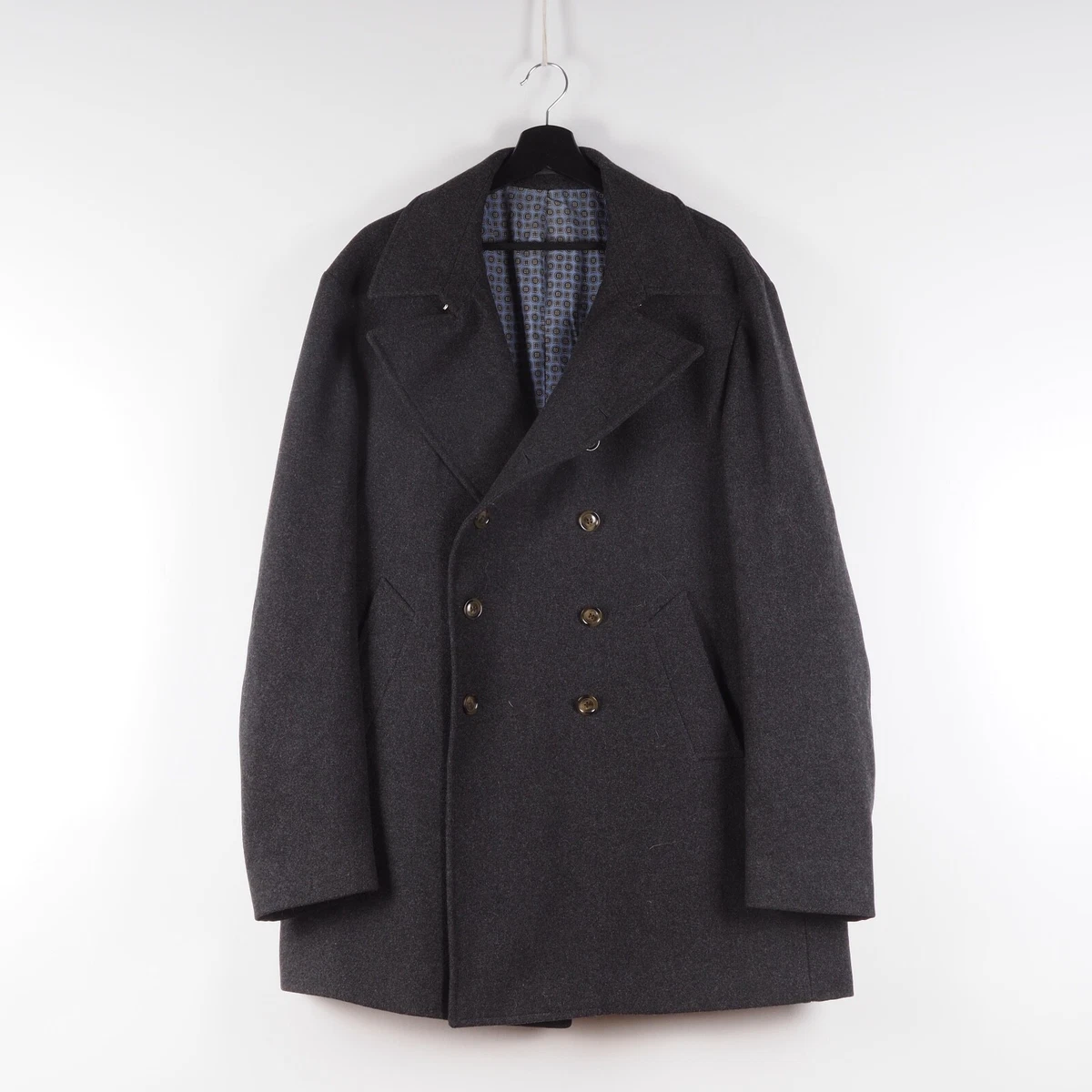 SUITSUPPLY Men s Gray Melton Wool Double Breast Peacoat Coat size