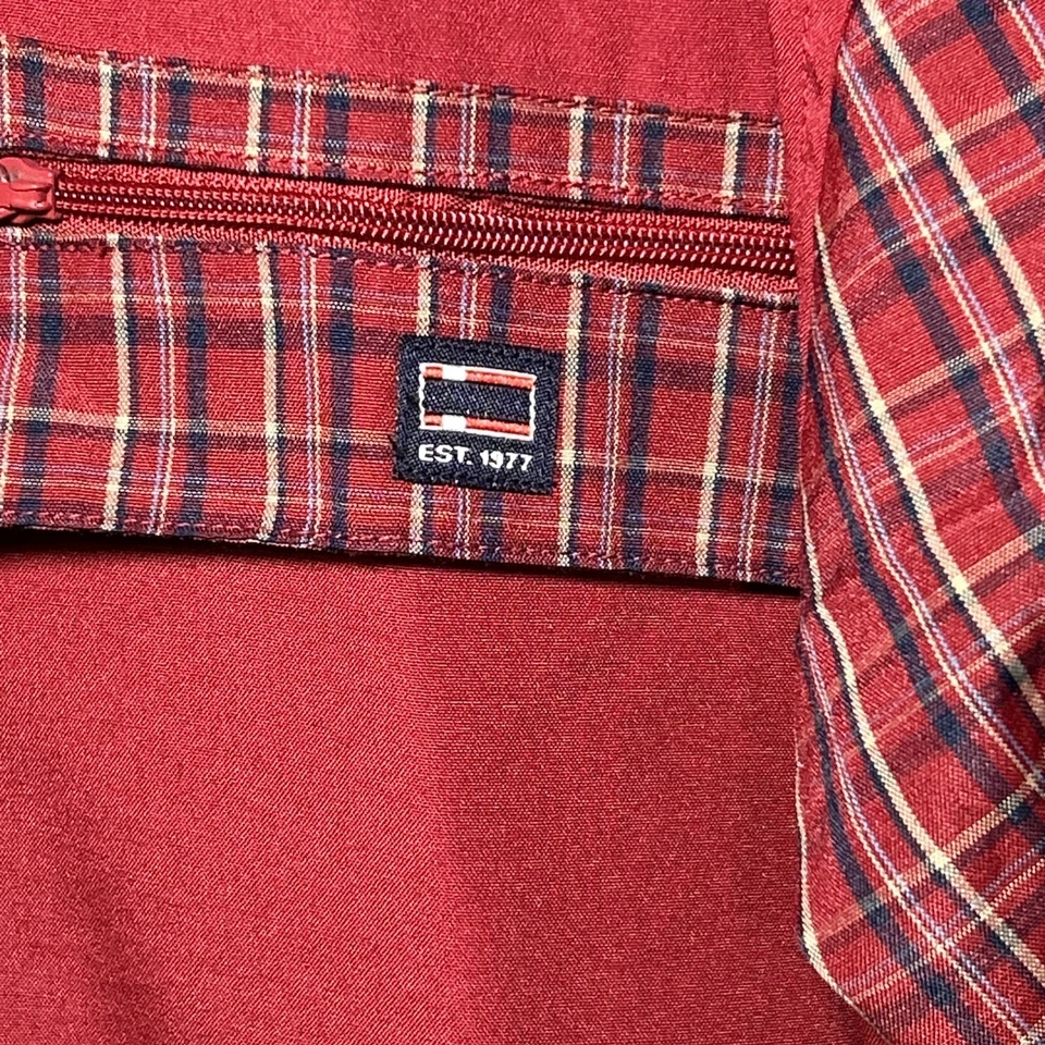 Camisa de vestir informal Bugle Boy para hombre M roja a cuadros bloques de colores Foto 2 de 4