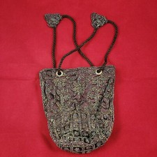 Vintage Michel Swiss Paris Beaded Drawstring Evening Bag Purse Reticule