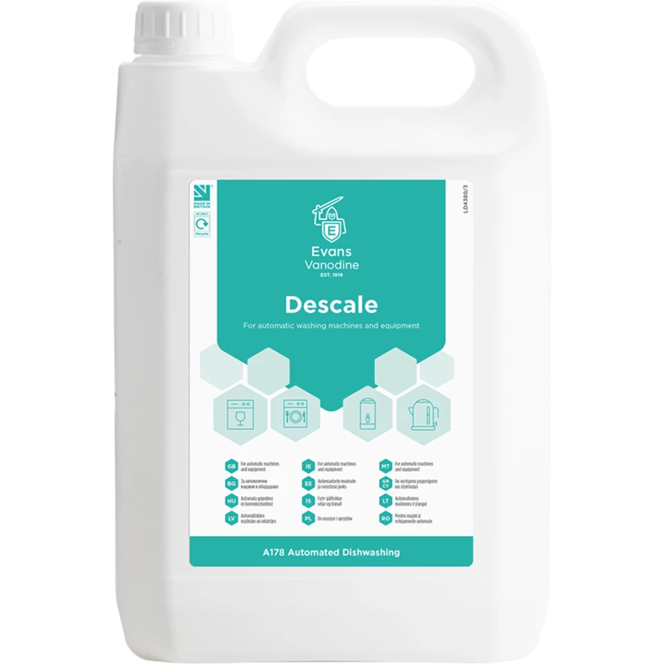 EVANS VANODINE Evans Concentrated Descale Liquid Limescale Remover 5Ltr, for Boilers & Urns