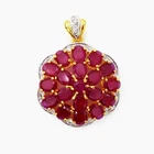Red Gems simulated 22K 24K Thai Baht Yellow Gold Plated Pendant Jewelry Women