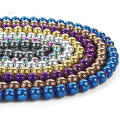 15-15,5 Zoll Silber Gold Blau Lila Hämatit Rund & Facettiert 4-12 mm Edelstein Perlen