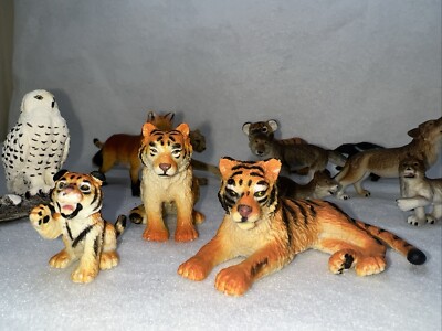 Lot 12 K&M WILD ANIMAL FIGURES Leopard Tiger Wolf Fox Cheetah Owl, 2  And Under