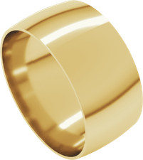 Solid 10K Yellow Gold 9mm - 12mm Comfort Fit Men Women Wedding Band Rings