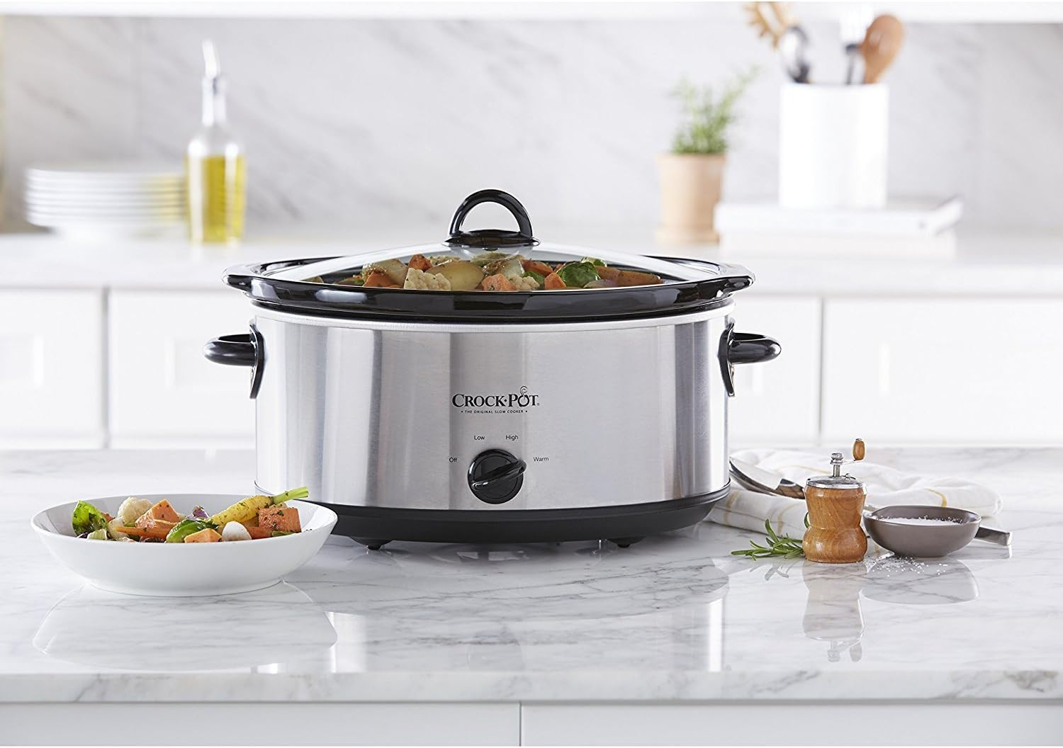 7 Quart Oval Manual Slow Cooker, Stainless Steel (SCV700-S-B