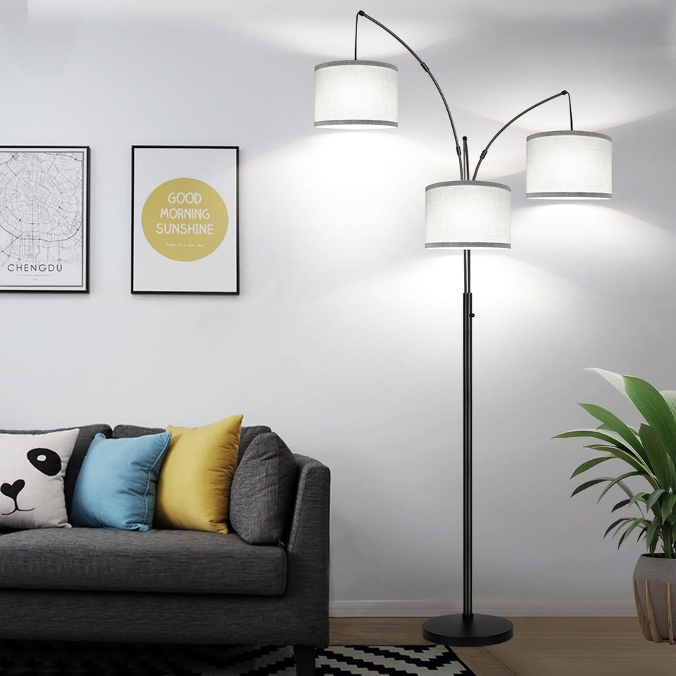 Dimmable Floor Lamp, 3 Lights Arc Floor Lamps for Living Room, Modern