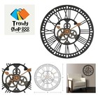 Bronze Roman Gear Wall Clock, Large Vintage Decor for Living Room, Home Offic...