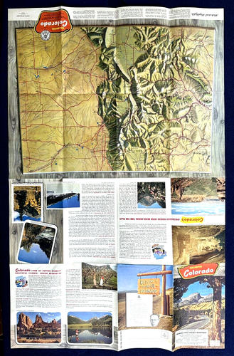 1950 COLORFUL COLORADO State Highway Map and Tourist Guide / Advertising 21x34 - Picture 3 of 9