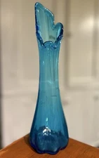 LE Smith Blunique Inspired Glass Stretch Swung Vase 11” - Gorgeous Blue