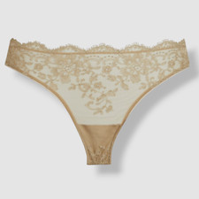  195 I.D Sarrieri Women's Gold Floral Scalloped Lace Briefs Panties Size S/1