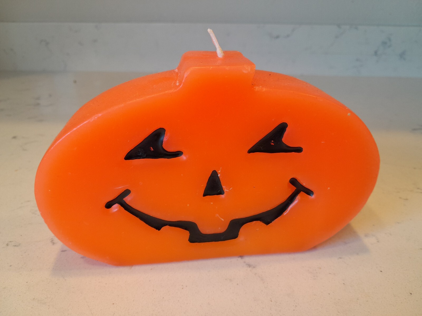 Vintage 1990s Halloween Smiling Pumpkin Jack-o-Lantern 6-Inch Candle
