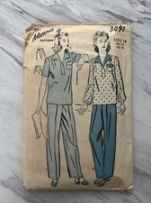 Vintage Advance Sewing Pattern 3091 Pajamas Set Womans Size 14 1942