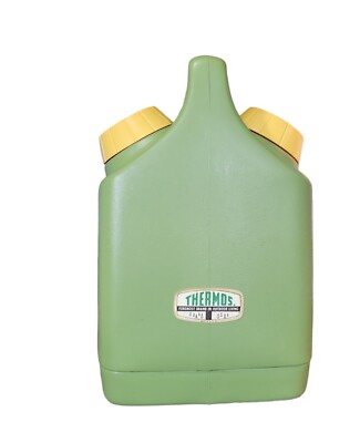 Clean Vintage Thermos Double Hot Cold Avocado Green Picnic Camping Hunting