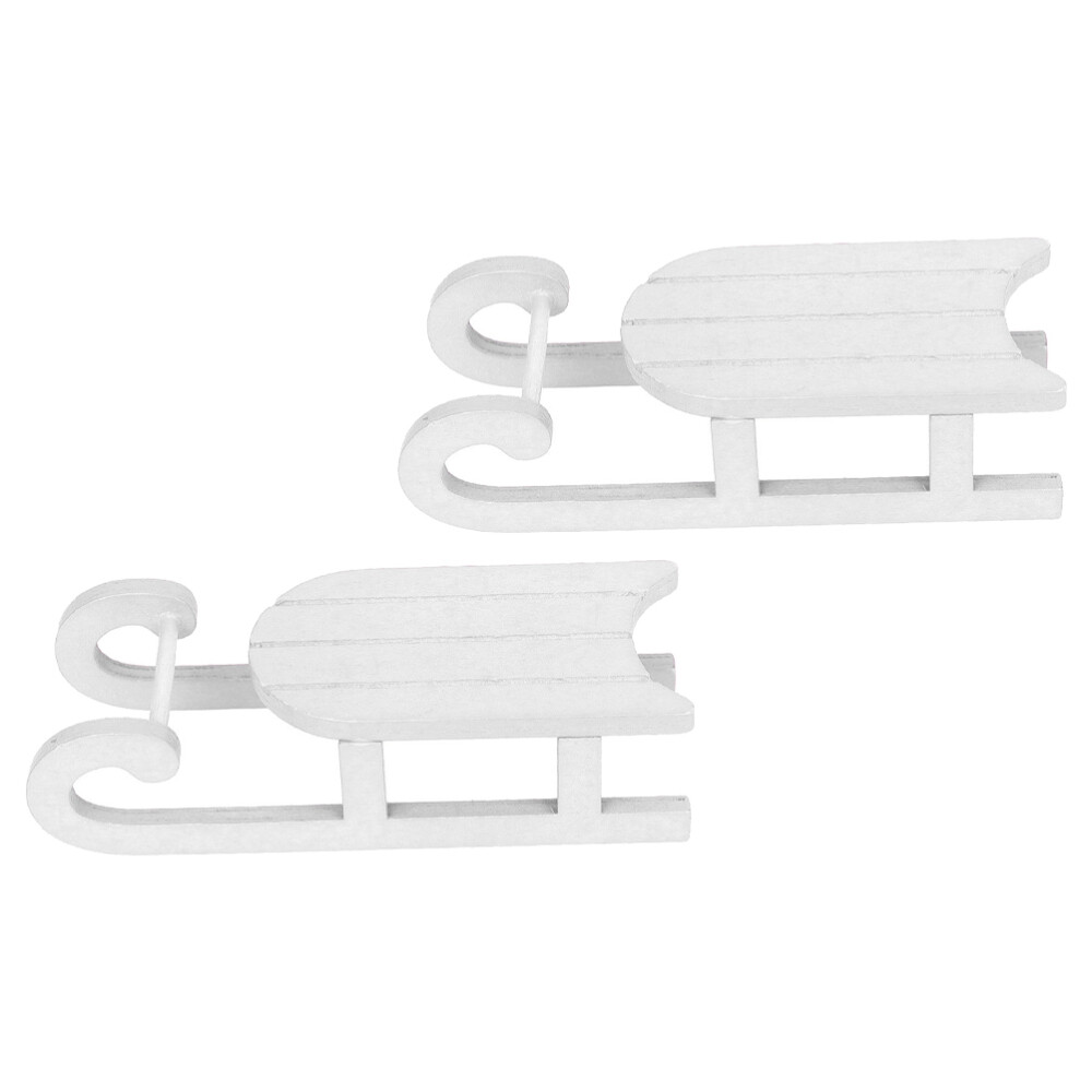 2 PCS Decorative Santa Sleigh Christmas Wooden Ornaments White Tree eBay