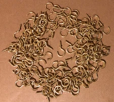 100 BRASS 7/8" CUP HOOKS CH78 SCREW PLANT HANGER KEY JEWELRY HOLDER