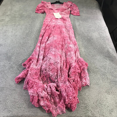LoveShackFancy Dress Womens Small Kalani Dress MaxI Hand Dye Crochet Lace  $795