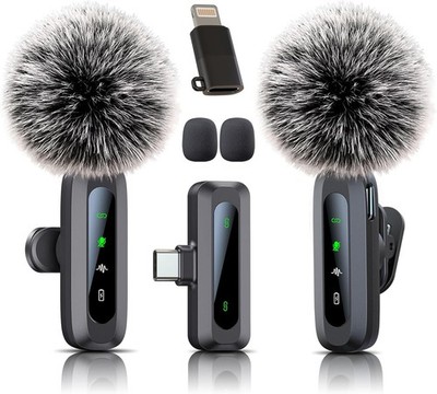 Microfono mini inalambrico para celular camara solapa con estuche de carga 2 mic