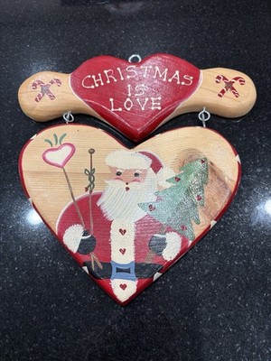 Vintage Christmas JD Fallbrook Hanging Heart Shaped Santa 1995 Made In Mexico