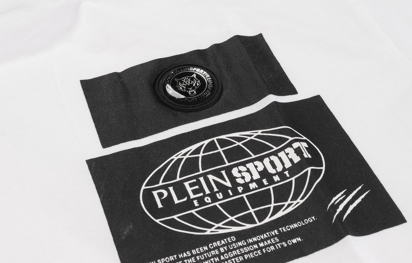 NWT Philip PLEIN SPORT T-SHIRT swim cotton white short sleeve luxury  L