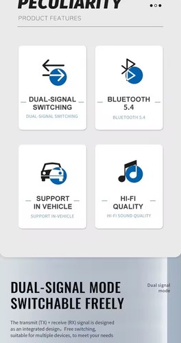 Ricevitore trasmettitore audio Bluetooth 5.4 aptX-adattatore/HD/LL wireless ye - 第 4/19 張圖片