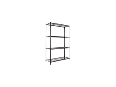 Alera SW50-4818BL Wire Shelving Starter Kit, 4 Shelves, 48w x 18d x 72h, Black