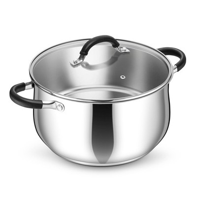 Stainless Steel Stock Pot, 8 Qt Cooking Soup Pot with Visible Lid for Pasta, ...