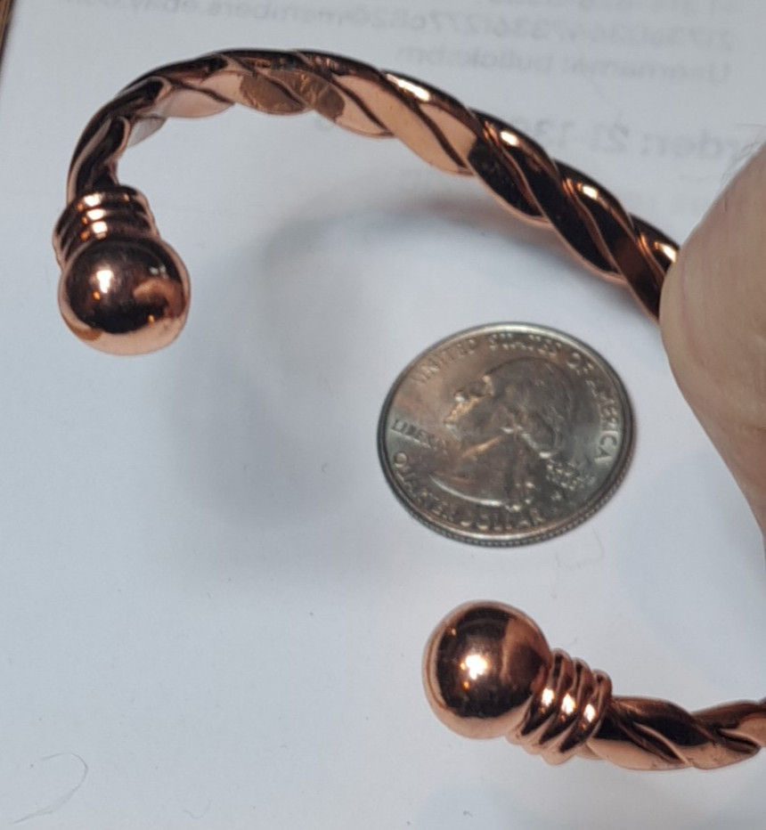 Hammered Solid Copper Cuff Bracelet Wire Twist  H… - image 4