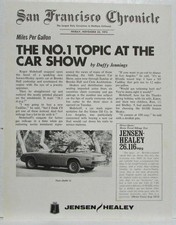 1974 Jensen-healey San Francisco Chronicle Dealer Article Reprint