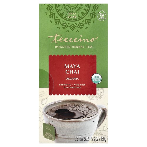 Organic Roasted Herbal Tea, Maya Chai, Caffeine Free, 25 Tea Bags, 5.3 oz (150