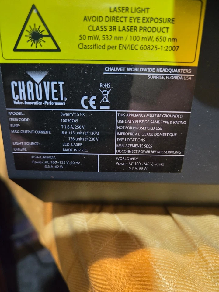 USED NOT Responding CHAUVET DJ SWARM 5FX LED Professional DJ LIGHTING - Image 3 of 4