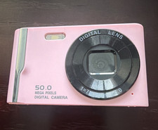 Pink Compact Digital Camera 50.0 MP Built-in Flash LCD Screen USB Used