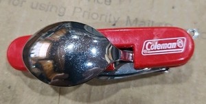 Coleman Campers Utensil Set Red 4-In-1: Fork, Spoon, Bottle Opener & Knife New
