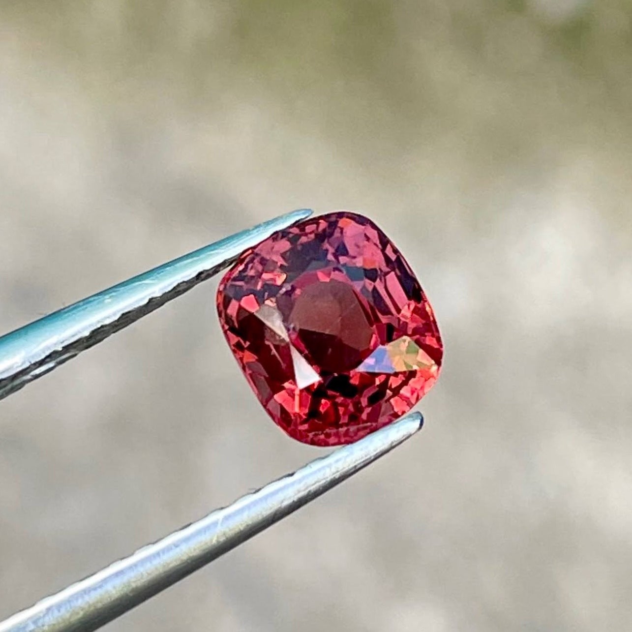 1.15 Carats Certified Orange Red Burmese Spinel Cushion Cut Natural Gemstone