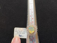 JTV .95ct Oval Ethiopian Opal & 1.85ctw Round White Zircon S/S Ring NWT - 8