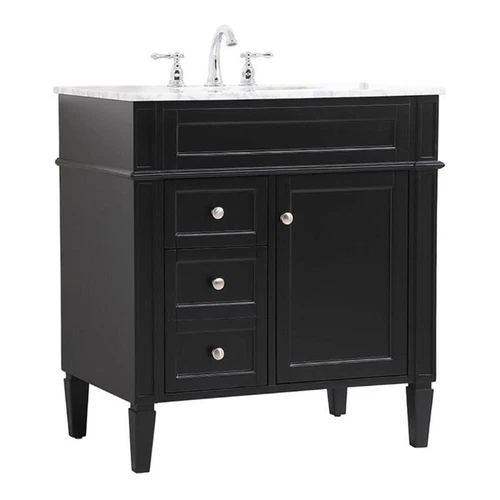 Elegant Decor Park Avenue 32" Solid Wood & Metal Single Bathroom Vanity in Black - Picture 1 of 8