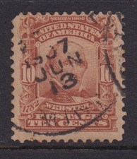 Scott #307 Daniel Webster 10c ( Single ) 1903 Used Hinged Remnant