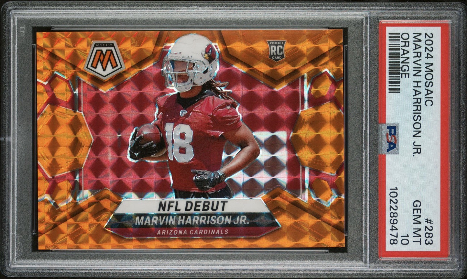2024 Mosaic Marvin Harrison Jr NFL Debut Orange Mosaic Prizm 66/199 PSA 10 💎