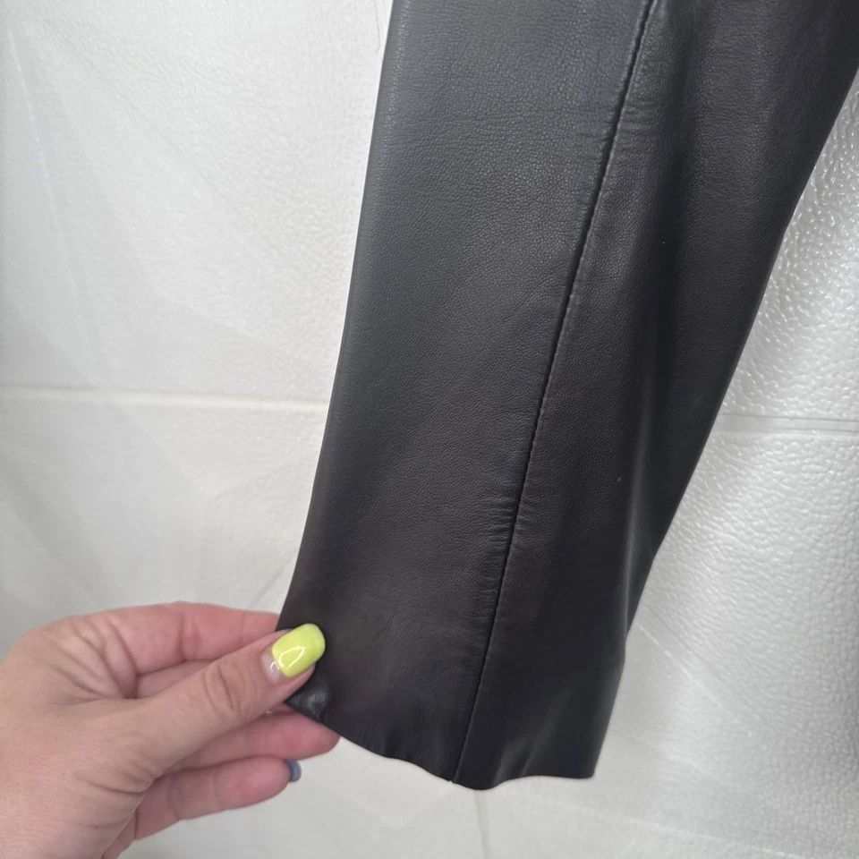 Chaqueta Donna Karan Signature Chaqueta de Cuero Marrón Minimalista Cordero Diseñador M. Foto 4 de 4