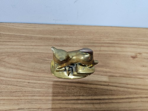 Vintage Messing Katze Ornament Katze auf Büchern sucht Maus - Bild 5 von 7