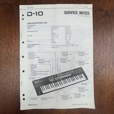 VINTAGE ROLAND D-10 SERVICE NOTES FIRST EDITION
