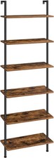Ladder Shelf 6-Tier Rustic Wall Mounted Shelf Office Vertical Ladder Bookcase