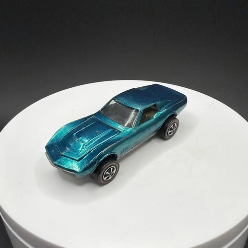 Vintage Hot Wheels Redline Custom Corvette Aqua US Base - Very Good & Shiny!