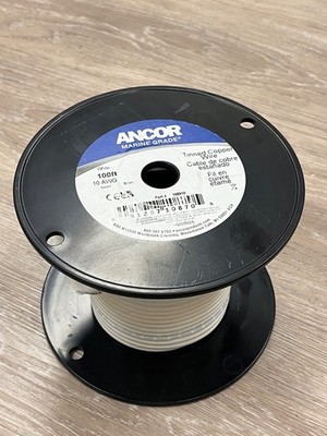 ANCOR 108910 WHITE 10 AWG Gauge 10 - 100 Feet 600v Marine Tinned Copper Wire New